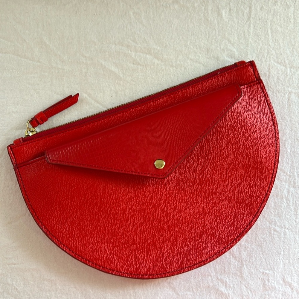 Red Leather-like Banana Republic wallet clutch in one.